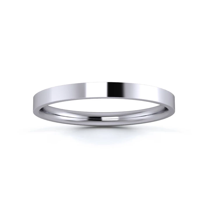 Platinum 950 2mm Light Weight Flat Court Wedding Ring