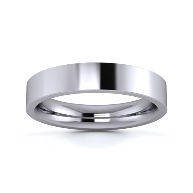 18K White Gold 4mm Heavy Weight Flat Court Wedding Ring