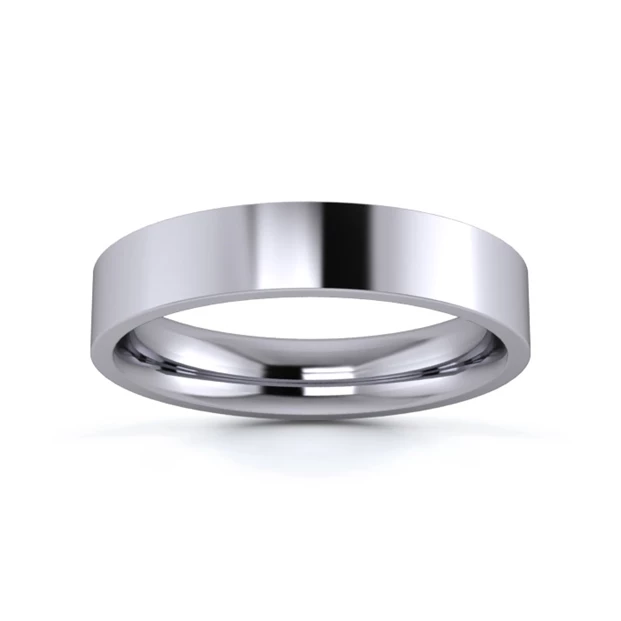 9K White Gold 4mm Medium Weight Flat Court Wedding Ring