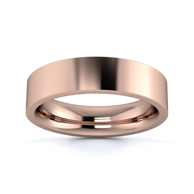 9K Rose Gold 5mm Heavy Weight Flat Court Wedding Ring