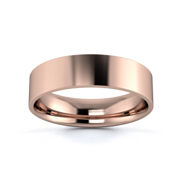 18K Rose Gold 5mm Light Weight Flat Court Wedding Ring