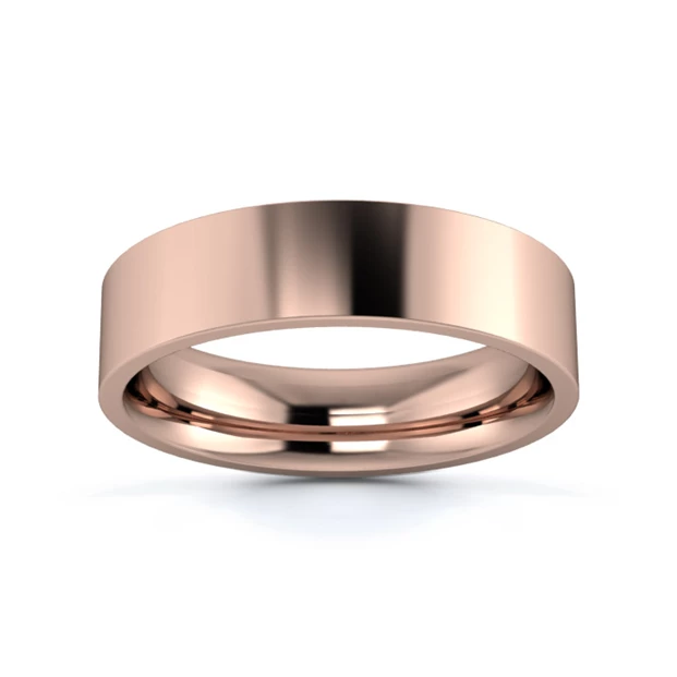 18K Rose Gold 5mm Medium Weight Flat Court Wedding Ring