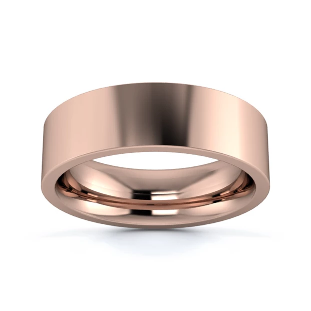 18K Rose Gold 6mm Heavy Weight Flat Court Wedding Ring