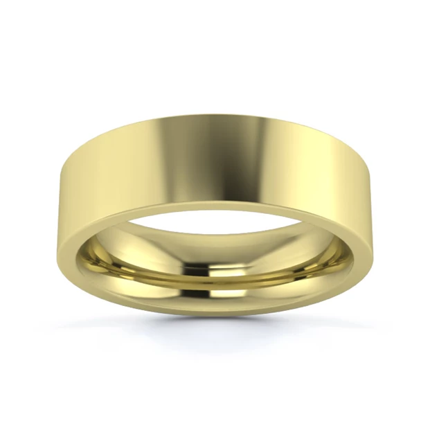 18K Yellow Gold 6mm Heavy Weight Flat Court Wedding Ring