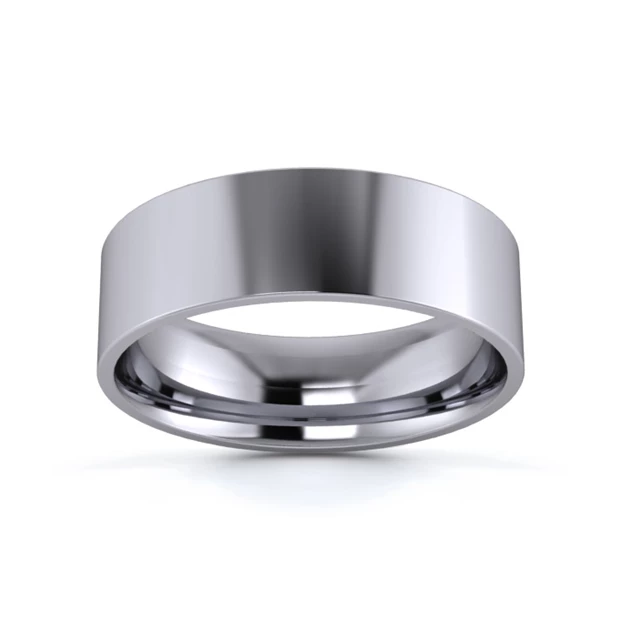 9K White Gold 6mm Light Weight Flat Court Wedding Ring