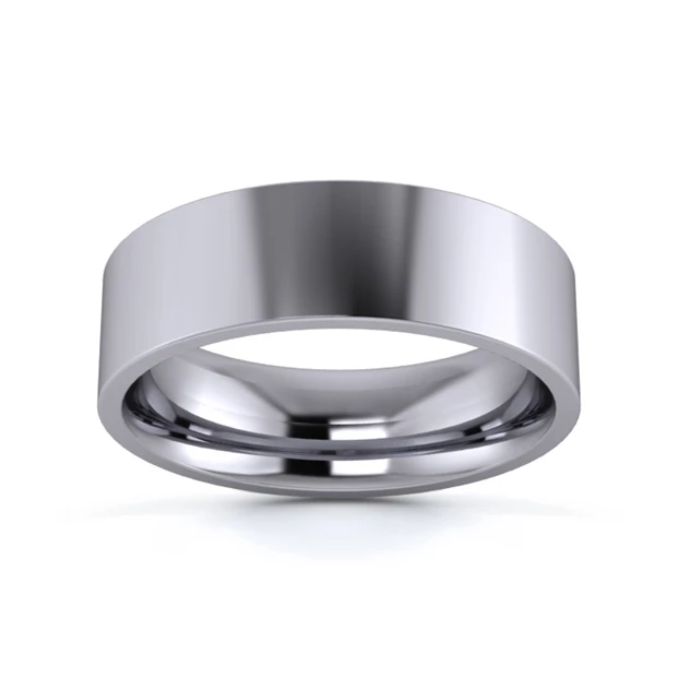 9K White Gold 6mm Medium Weight Flat Court Wedding Ring