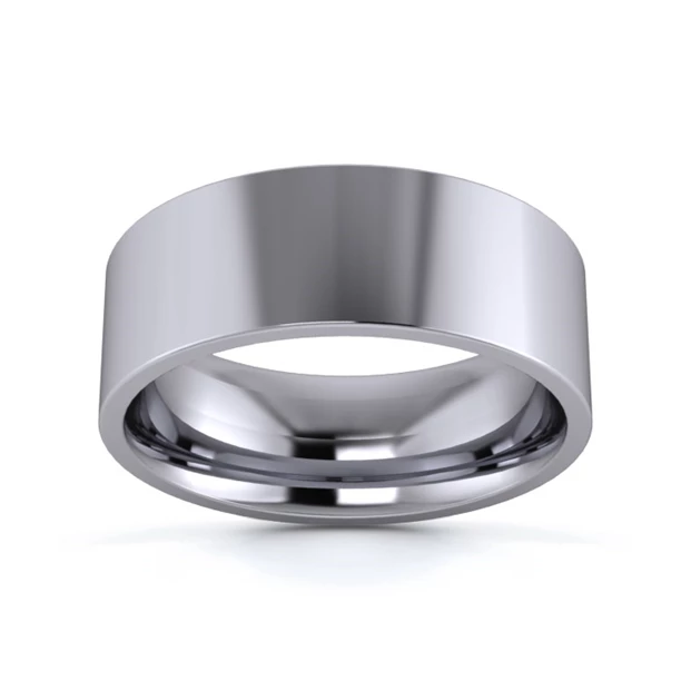 9K White Gold 7mm Medium Weight Flat Court Wedding Ring