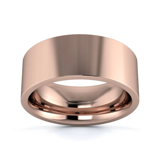 18K Rose Gold 8mm Heavy Weight Flat Court Wedding Ring