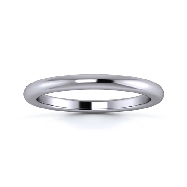 Palladium 950 2mm Heavy Weight Slight Court Flat Edge Wedding Ring