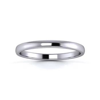 18K White Gold 2mm Light Weight Slight Court Flat Edge Wedding Ring
