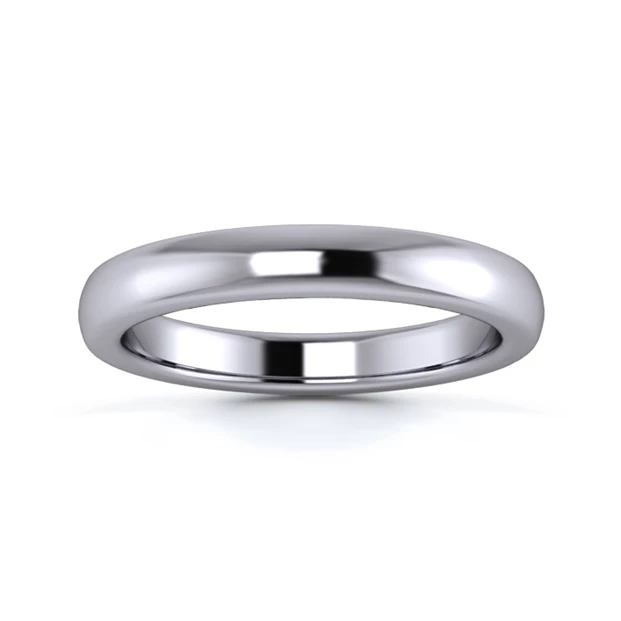 9K White Gold 3mm Heavy Weight Slight Court Flat Edge Wedding Ring