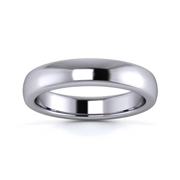 9K White Gold 4mm Heavy Weight Slight Court Flat Edge Wedding Ring