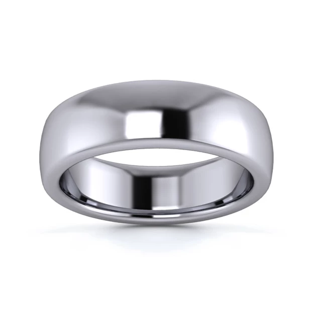 Palladium 950 6mm Heavy Weight Slight Court Flat Edge Wedding Ring