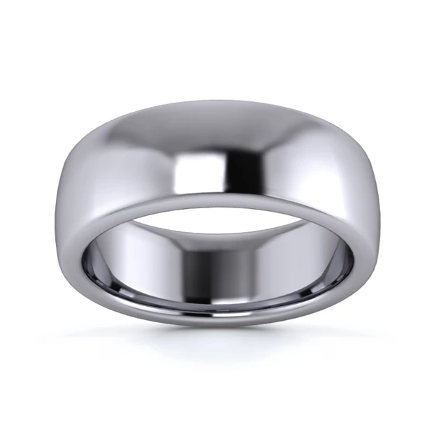 Palladium 950 7mm Heavy Weight Slight Court Flat Edge Wedding Ring