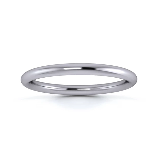 Platinum 950 2mm Heavy Weight Traditional Court Wedding Ring