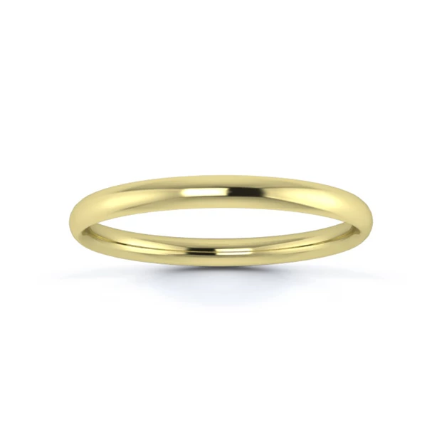 9K Yellow Gold 2mm Light Weight Traditional Court Wedding Ring