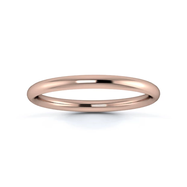 18K Rose Gold 2mm Medium Weight Traditional Court Wedding Ring