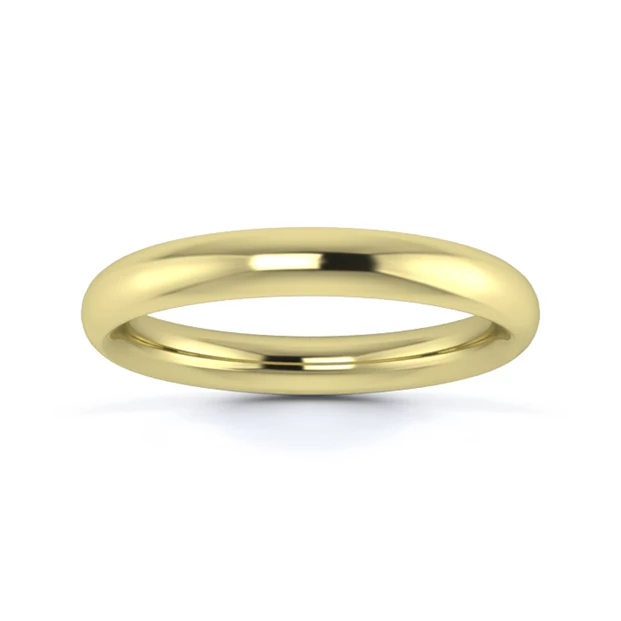 18K Yellow Gold 3mm Heavy Weight Traditional Court Wedding Ring