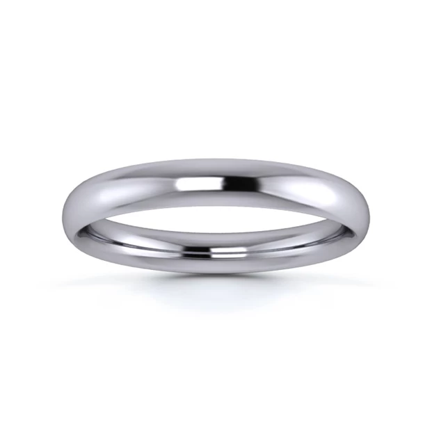 Platinum 950 3mm Medium Weight Traditional Court Wedding Ring