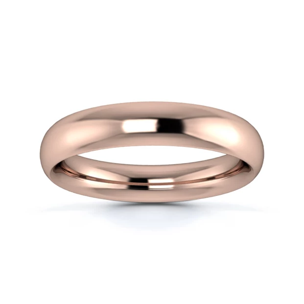 9K Rose Gold 4mm Heavy Weight Traditional Court Wedding Ring