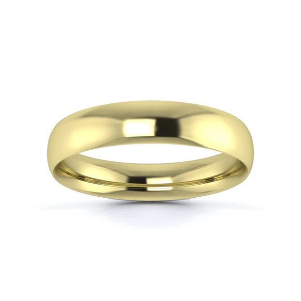 9K Yellow Gold 4mm Light Weight Traditional Court Wedding Ring