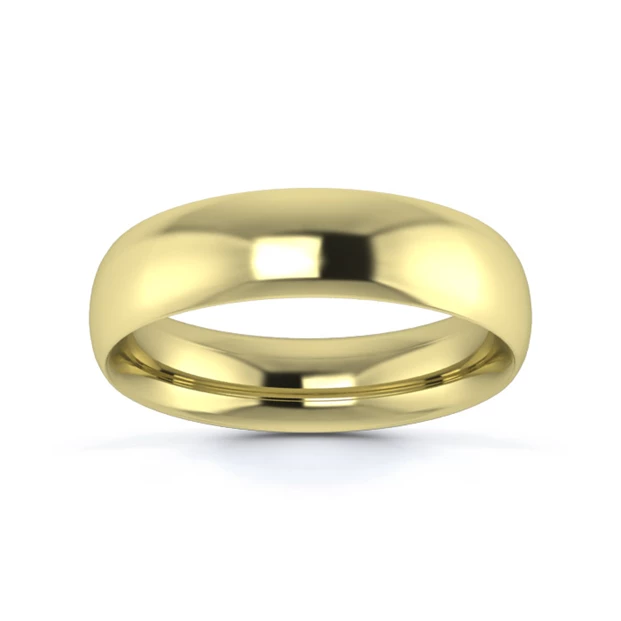 9K Yellow Gold 5mm Medium Weight Traditional Court Wedding Ring