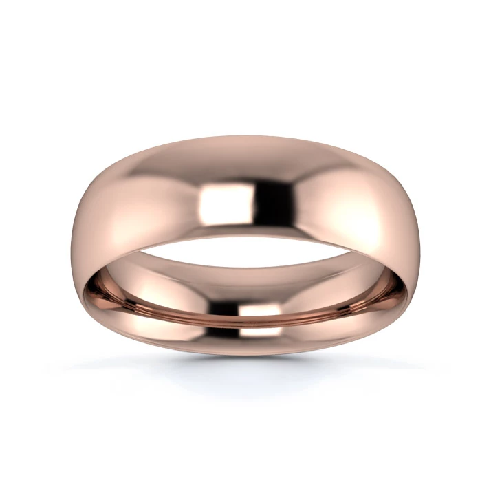 18K Rose Gold 6mm Medium Weight Traditional Court Wedding Ring