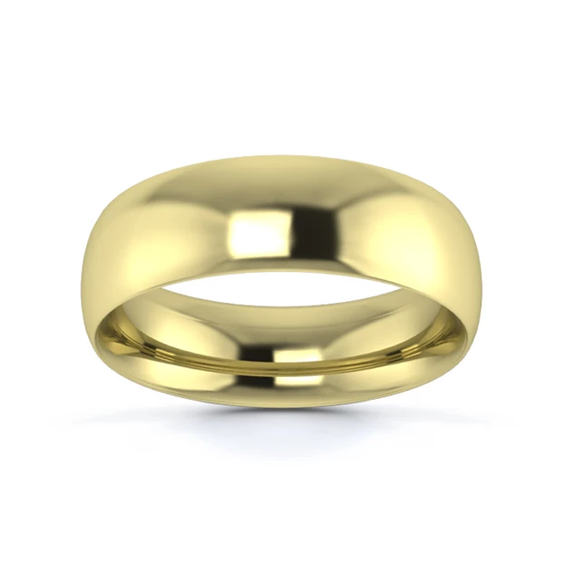 9K Yellow Gold 6mm Medium Weight Traditional Court Wedding Ring