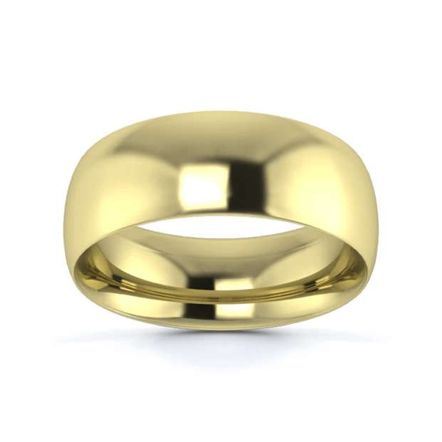 9K Yellow Gold 7mm Medium Weight Traditional Court Wedding Ring