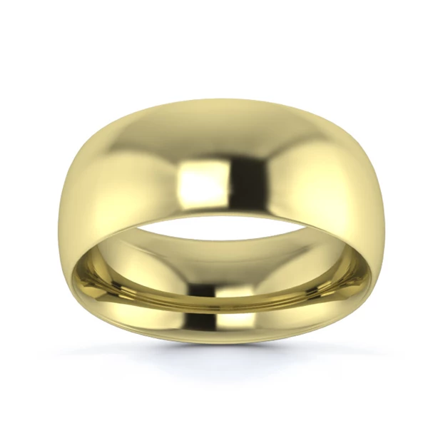 9K Yellow Gold 8mm Heavy Weight Traditional Court Wedding Ring