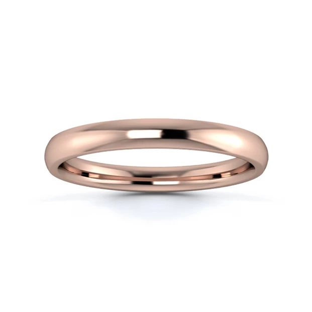 18K Rose Gold 2.5mm Medium Weight Traditional Court Flat Edge Wedding Ring