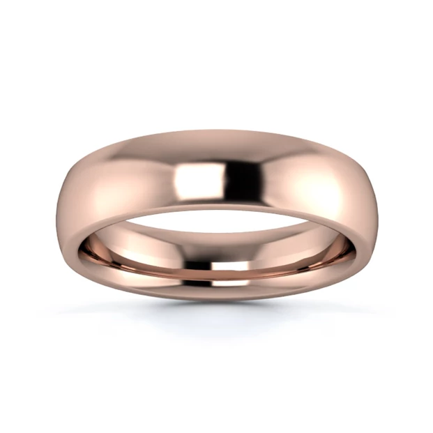 9K Rose Gold 5mm Heavy Weight Traditional Court Flat Edge Wedding Ring