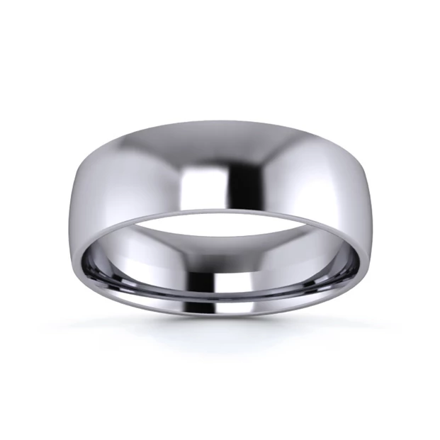 18K White Gold 6mm Light Weight Traditional Court Flat Edge Wedding Ring