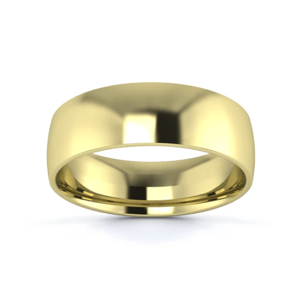 18K Yellow Gold 6mm Light Weight Traditional Court Flat Edge Wedding Ring