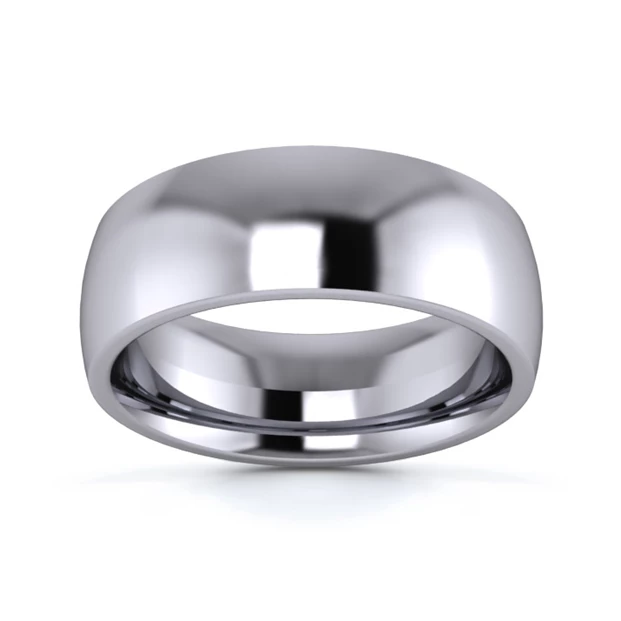 9K White Gold 7mm Heavy Weight Traditional Court Flat Edge Wedding Ring