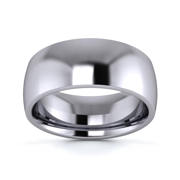 18K White Gold 8mm Heavy Weight Traditional Court Flat Edge Wedding Ring