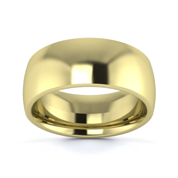 18K Yellow Gold 8mm Heavy Weight Traditional Court Flat Edge Wedding Ring