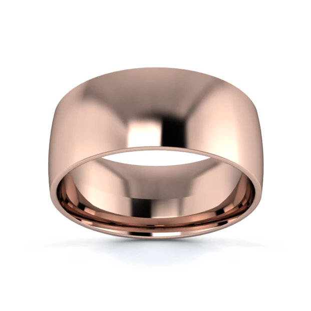 9K Rose Gold 8mm Light Weight Traditional Court Flat Edge Wedding Ring