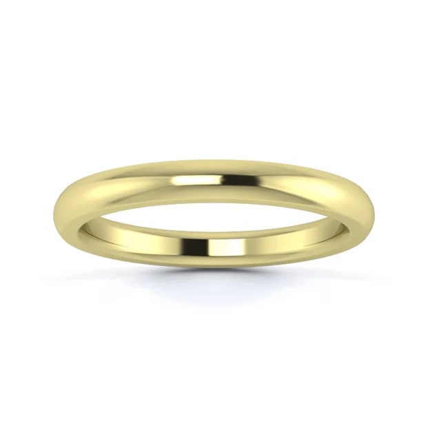 18K Yellow Gold 2.5mm Heavy Weight D Shape Wedding Ring