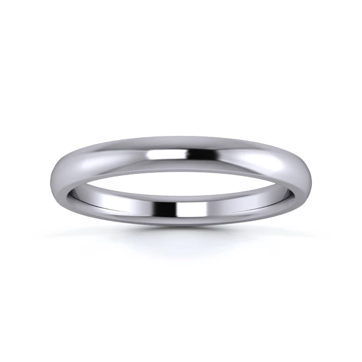 Palladium 950 2.5mm Medium Weight D Shape Wedding Ring