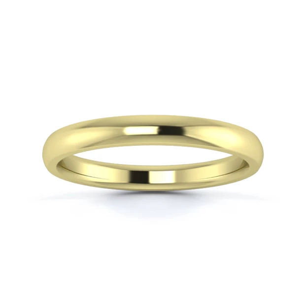 9K Yellow Gold 2.5mm Medium Weight D Shape Wedding Ring