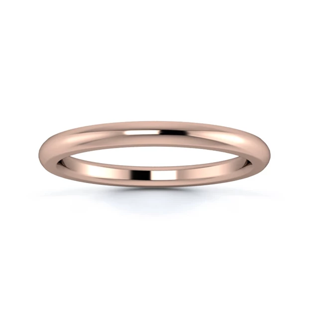 9K Rose Gold 2mm Heavy Weight D Shape Wedding Ring