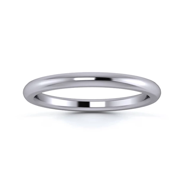 Palladium 950 2mm Heavy Weight D Shape Wedding Ring