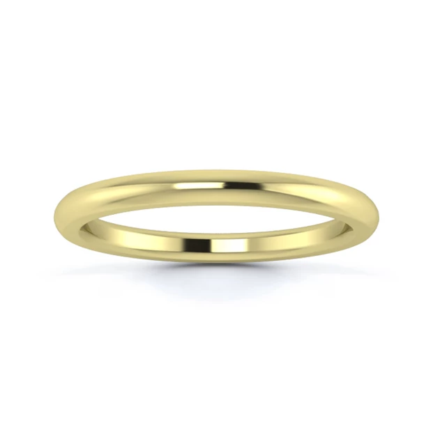 18K Yellow Gold 2mm Heavy Weight D Shape Wedding Ring