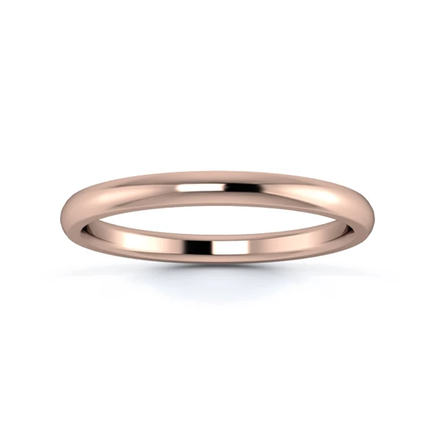 18K Rose Gold 2mm Medium Weight D Shape Wedding Ring