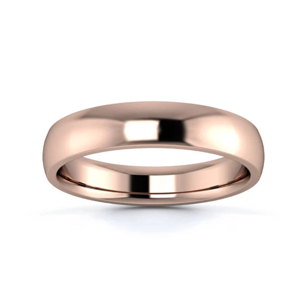 18K Rose Gold 4mm Medium Weight D Shape Wedding Ring