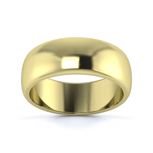 9K Yellow Gold 7mm Medium Weight D Shape Wedding Ring