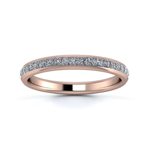 18K Rose Gold 2.5mm Full Princess Channel Diamond Set Ring