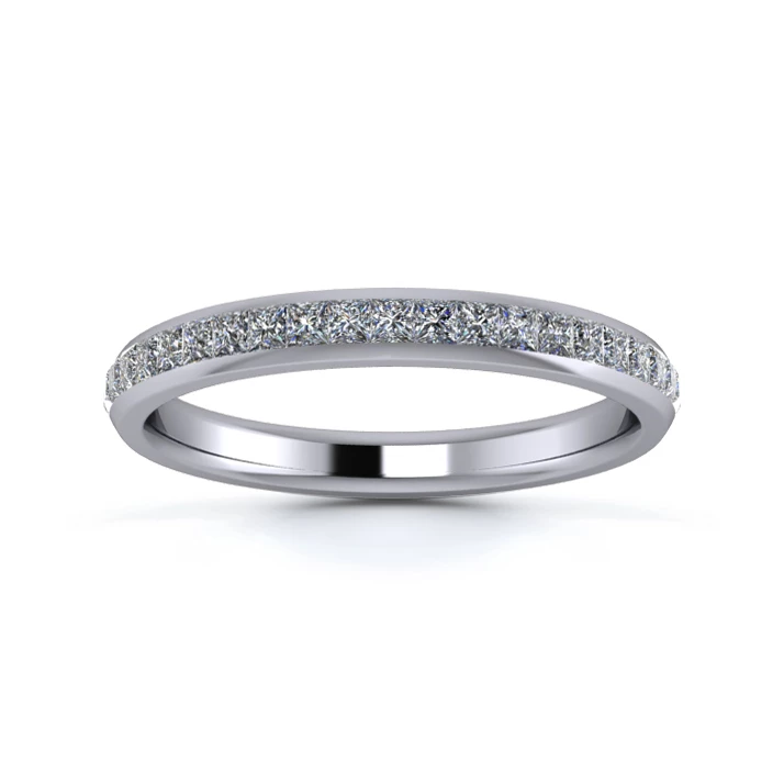 18K White Gold 2.5mm Full Princess Channel Diamond Set Ring