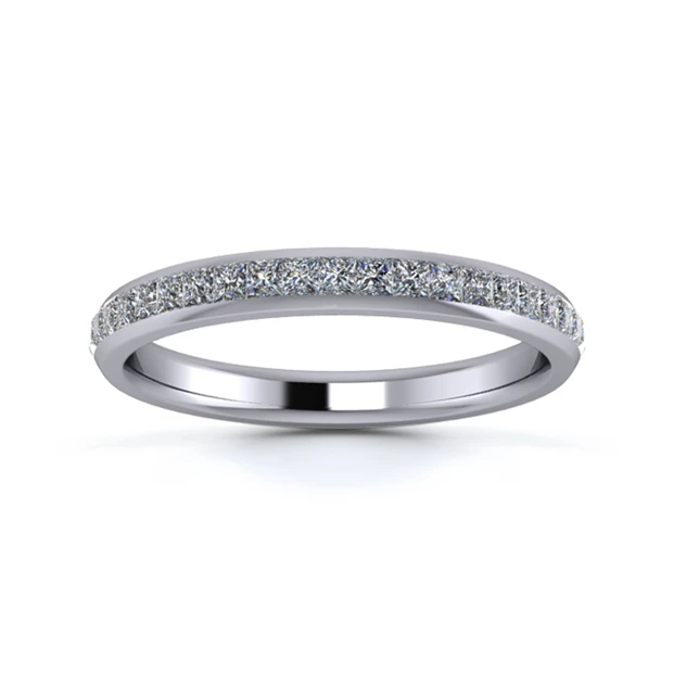 18K White Gold 2.5mm Full Princess Channel Diamond Set Ring